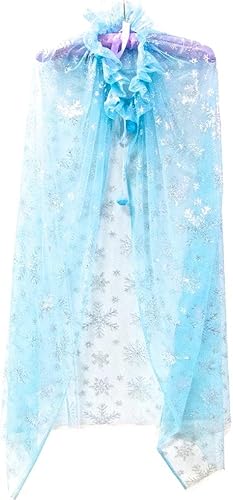 Wenchoice Copo de nieve plateado con capa azul para niña, azul, plateado.