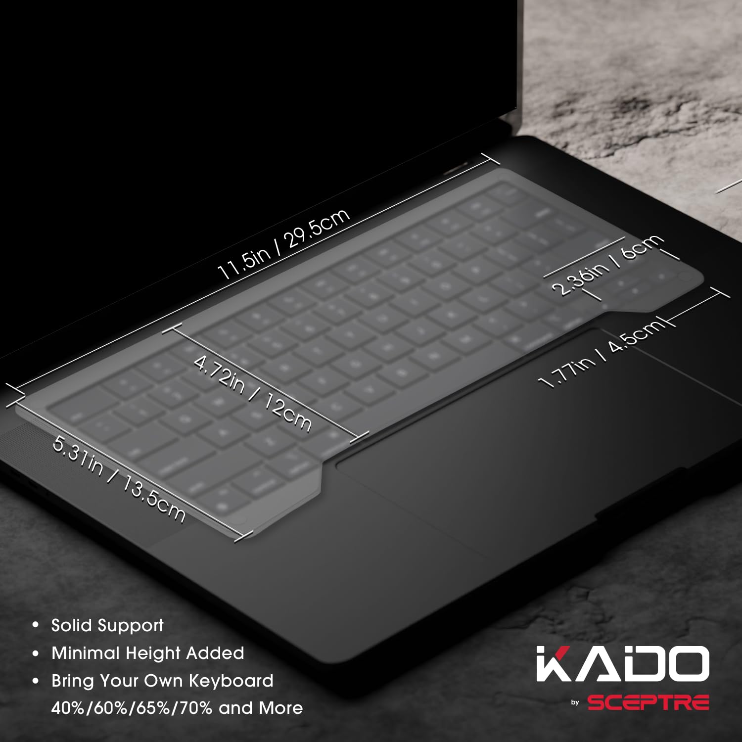 Kado Lift Riser Acrylic, Frosted Surface Transparent Anti-scratch 3mm Minimal Height, Office Gaming Mechnical MK BYOD/BYOK 40%/60%/65%/70% Laptop Right On Top, Made for MacBook Air/Pro 13