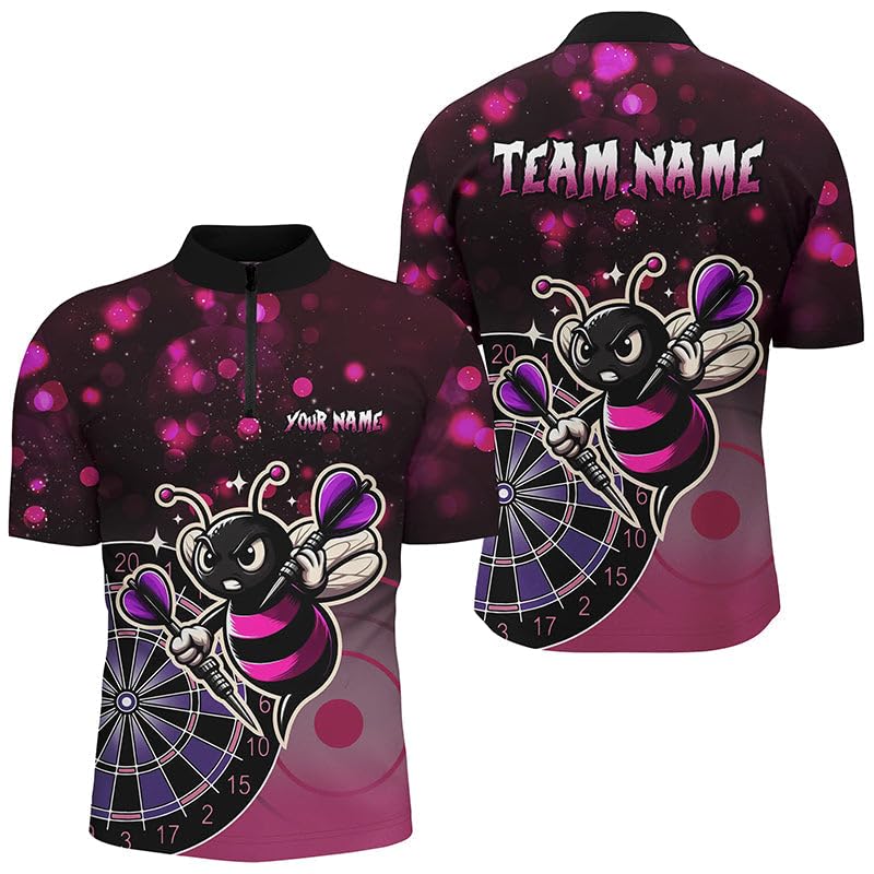 Personalisierte Pinke Darts Bienen Custom Darts Shirts für Herren & Damen, Lustige Darts Kleidung, Beste Darts Geschenke T2105