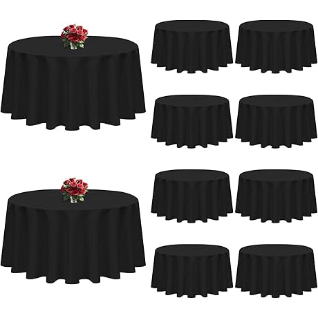10 Pack Round Tablecloths: Black Elegance for Every Occasion