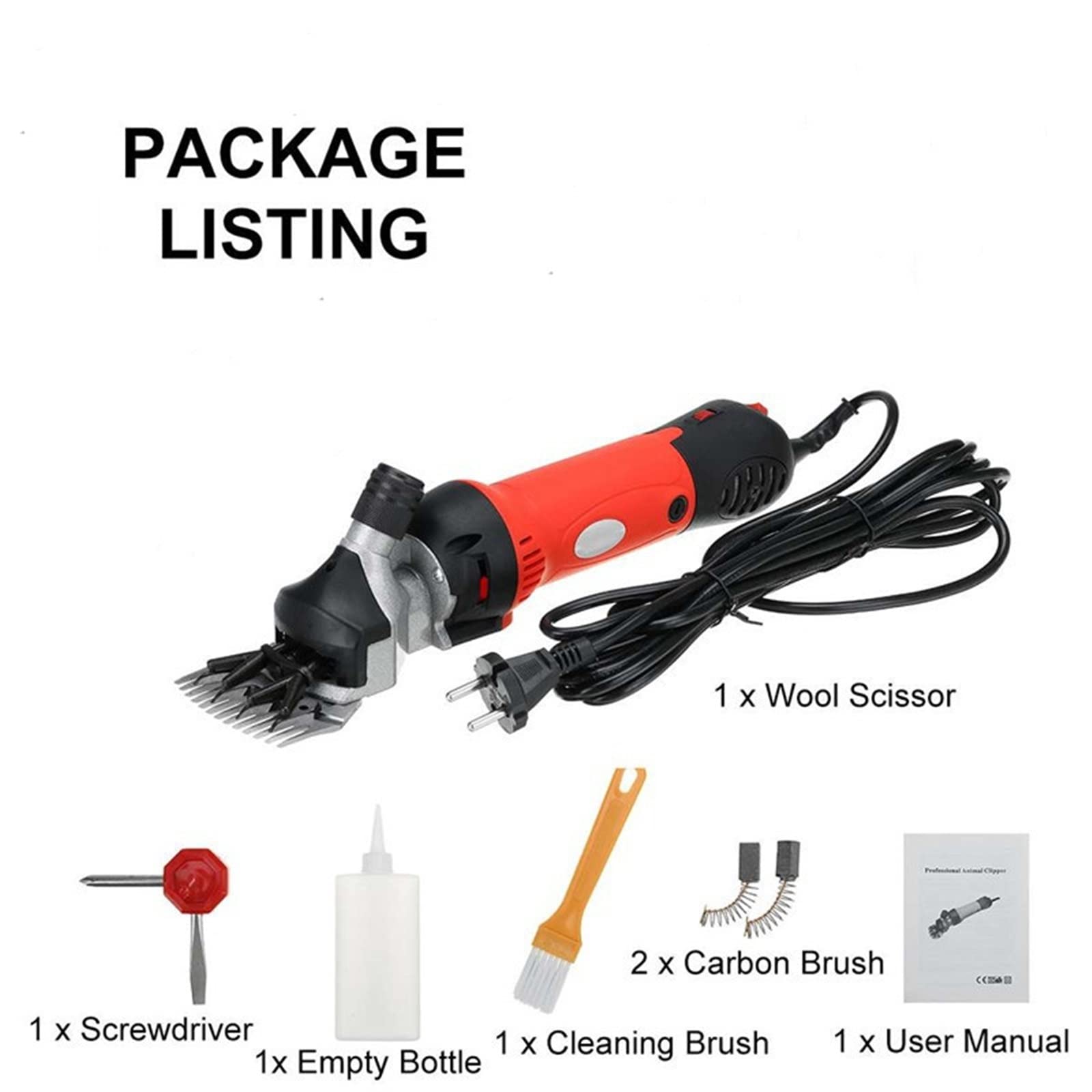 Cesoie per Pecore, Tosatrice elettrica regolabile for impieghi gravosi da 1500 W for la rasatura della lana in pelliccia di pecore, capre, bovini e altri animali allevamento