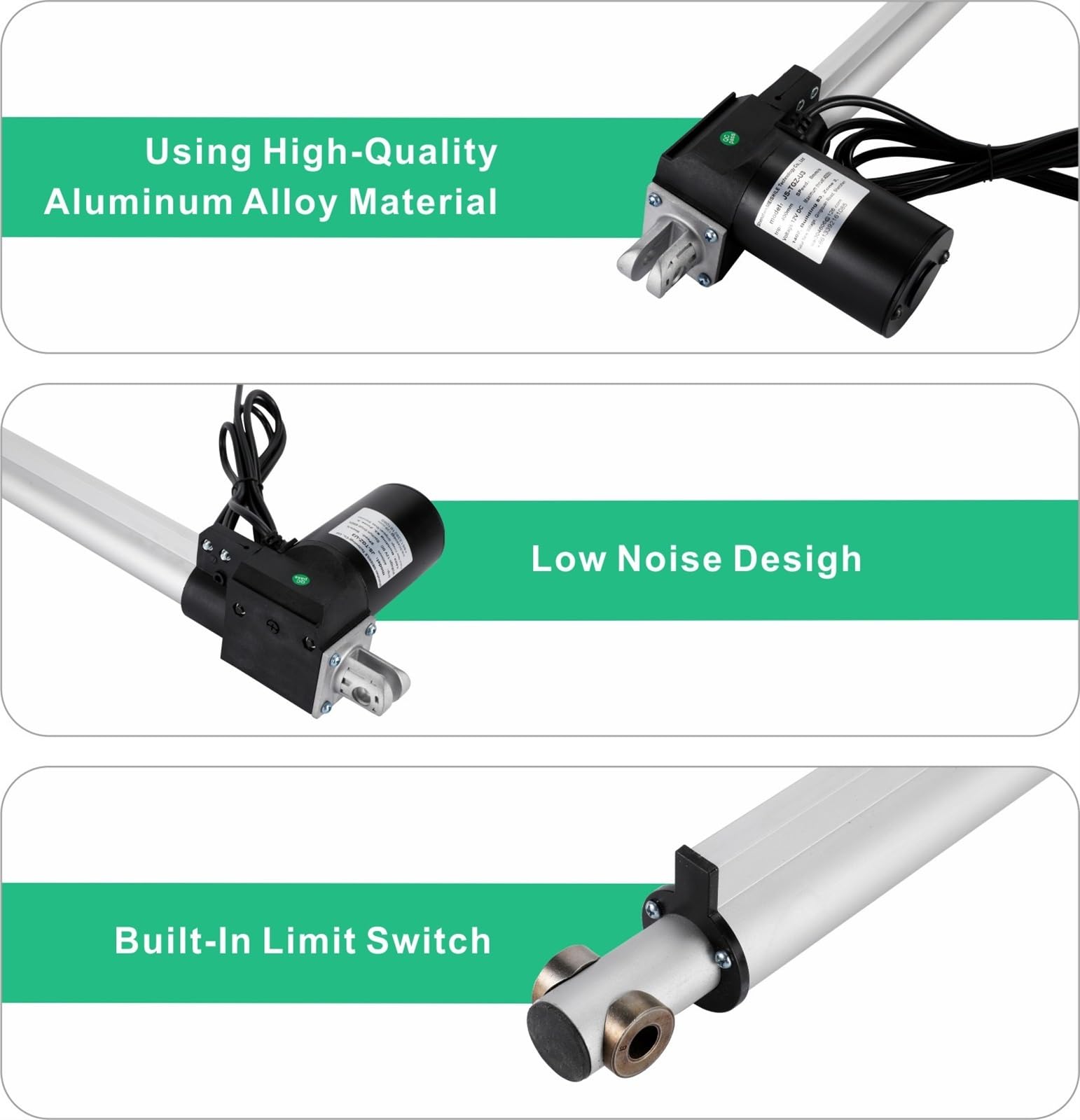 Motore Elettrico DC 12/24V Attuatore lineare 300mm 350mm 400mm 450mm 500mm Corsa per Fai da Te Meccanico 1000N 2000N 3000N 4000N 6000N (24V 2000N 22mm s, Corsa 400MM)