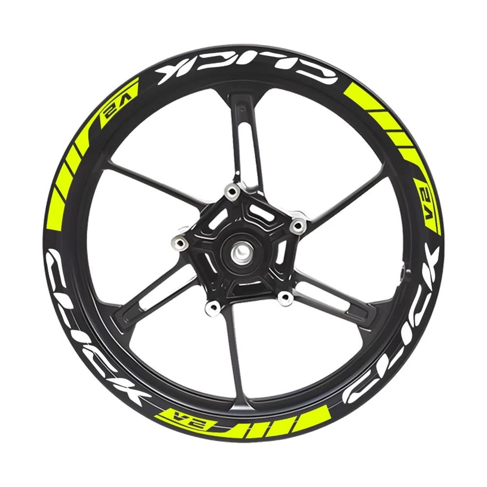 Sticker Part Motorcycle Tire Rim Accessories Decals for H-onda Click 125i 150i 160 V2 V3 14'' Reflective Wheel Hub Stickers(Yellow)