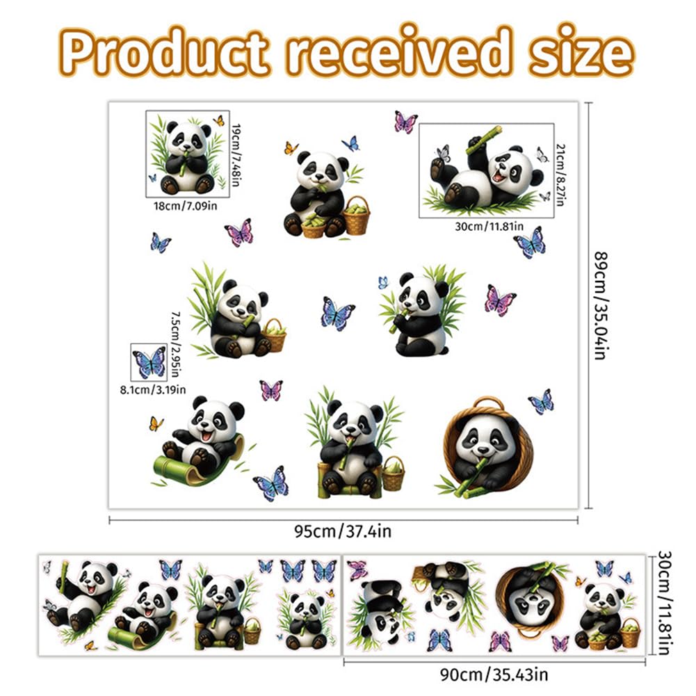 Panda Wall Stickers,Panda Animals Wall Decal Bamboo Forest Wall Stickers for Kids Room Bedroom Classroom Living Room Nursery - Image 2