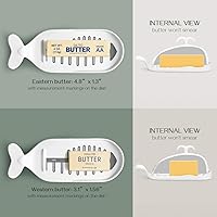 Vista 5 de DOWAN Mantequillera de Porcelana con Línea de Medición para Cortar, Mantequillera Grande con Forma de Ballena con Tapa de Diseño Antideslizante