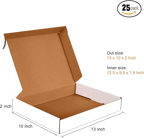 Miniatura 8 de Juego de 25 cajas de envío pequeñas de 12 x 9 x 2 pulgadas, cajas de cartón corrugado blanco para envío, mudanza y almacenamiento
