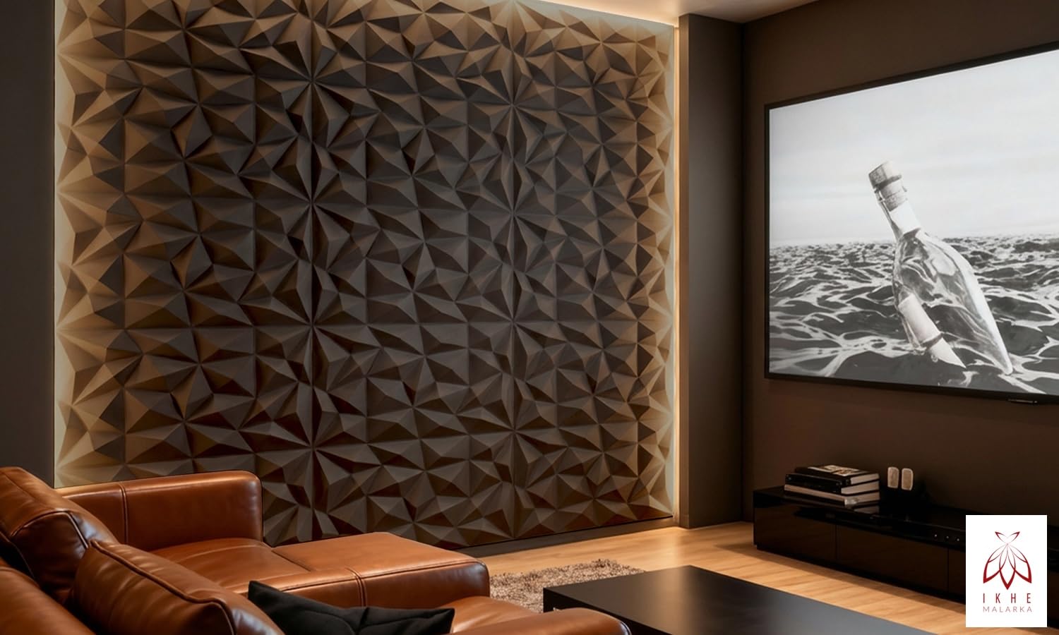 Panneaux 3D Polystyrène XPS Styrofoam - Panneaux Muraux et Plafonds Modernes - Panneaux Muraux Légers Flexibles 100 cm x 50cm / ‎‎8m² - 16 Pièces (Noir 03)