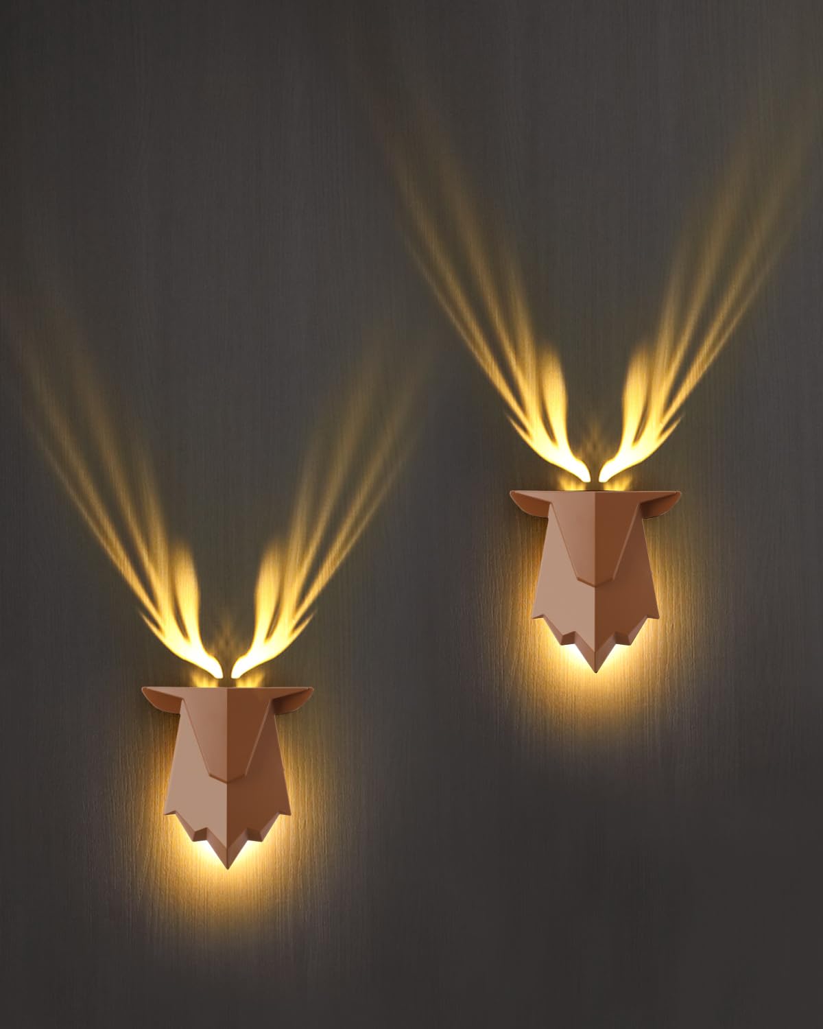 Fuloon Hirschschatten LED Wandleuchte Innen Outdoor mit Fernbedienung, 1800 mAh Wiederaufladbare Wandlampe, Wand Lampe Dimmbar, Dekorative Wandleuchten für Wohnzimmer, Treppenhaus, Flur, Balkon