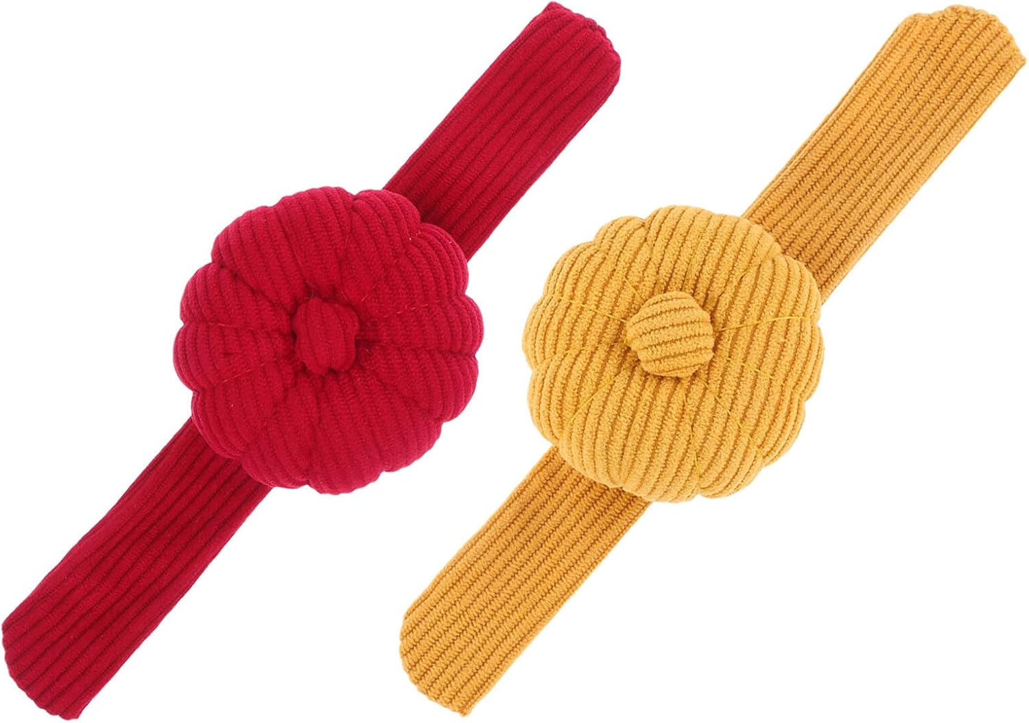 Zerodeko 2pcs Pumpkin Wrist Pin Cushion Snap Ring Pincushions Sewing Needle Holder Set for Embroidery and Cross Stitch Crafts in Red and Dark Yellow