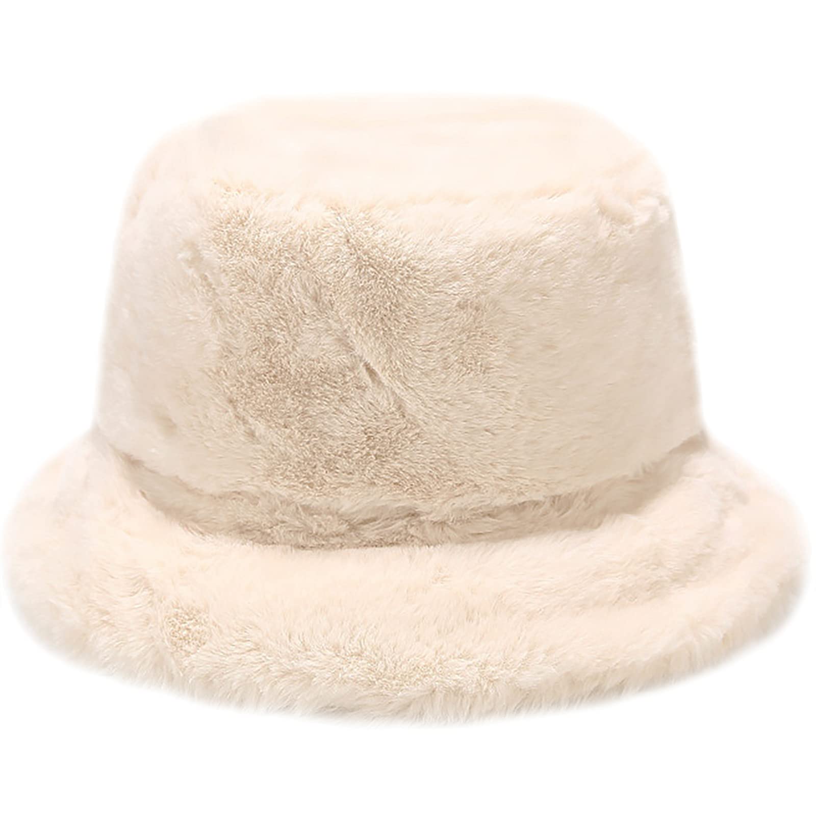 Malaxlx Damen Plüsch Fischerhut Wintermütze Flauschige Bucket Hat Warme Anglerhut