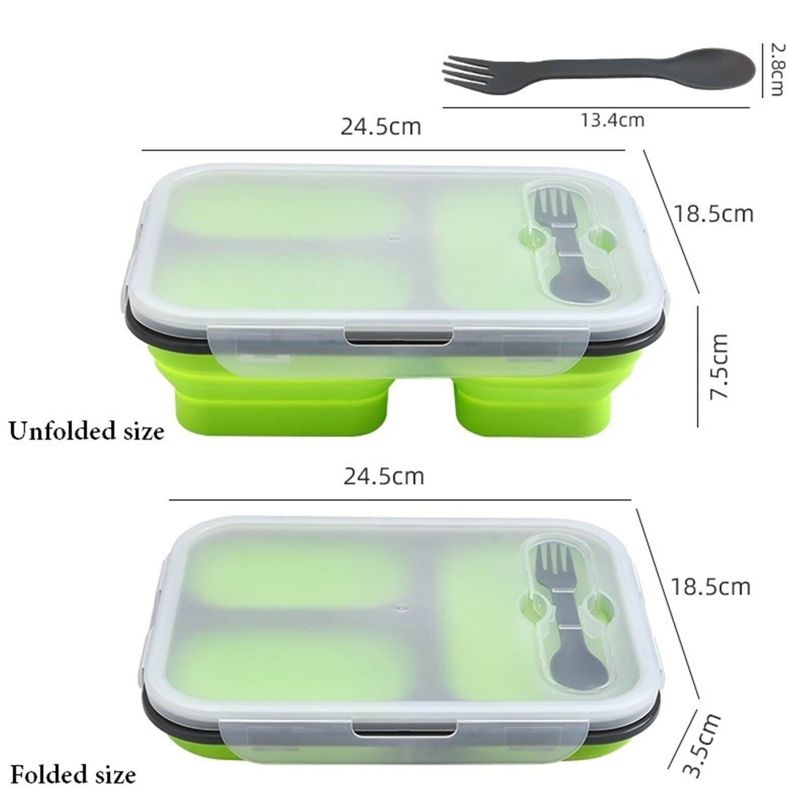 Boîte à Lunch Bento avec cuillères et fourchettes Multifonctions, Comprenant Un Couvercle Chauffant en PP, Une boîte de Cuisine rectangulaire Pliable et Un récipient de Conservation.