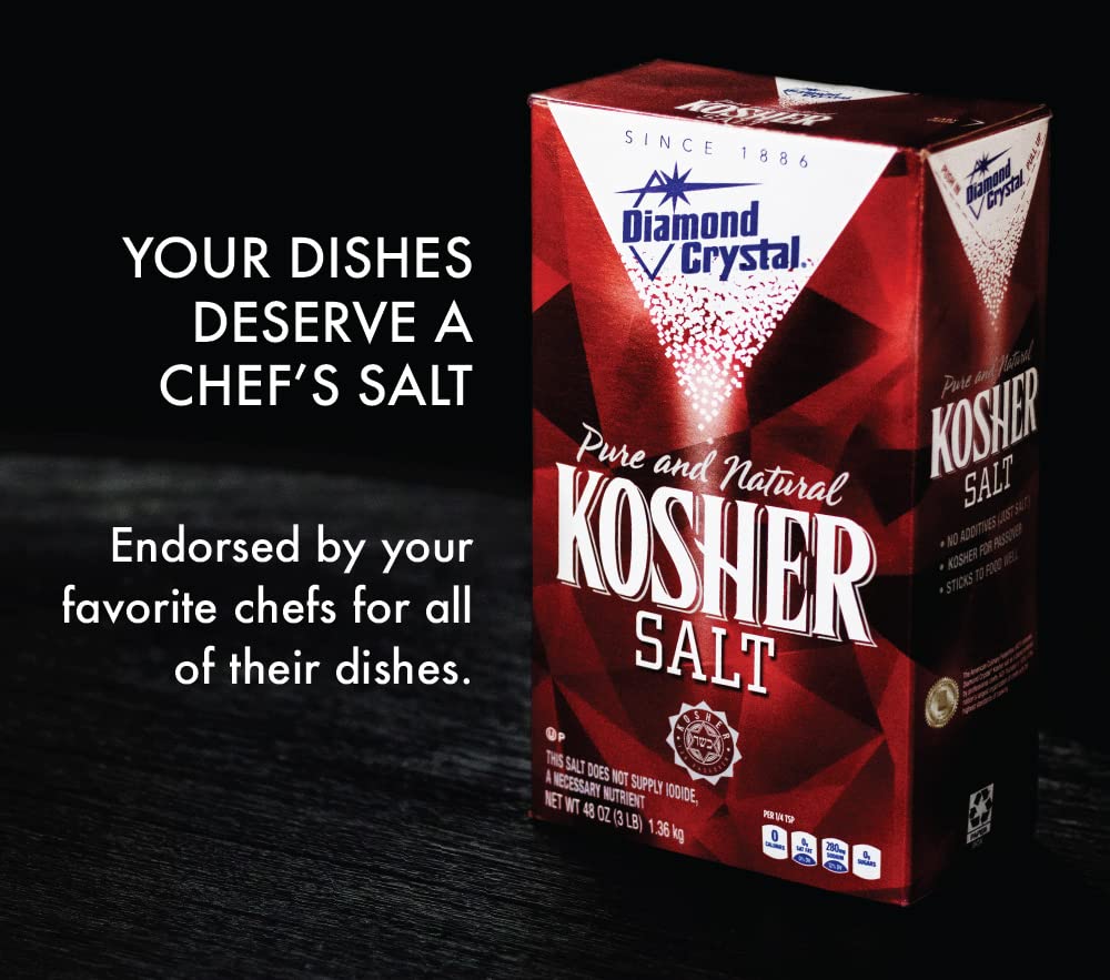 Diamond Crystal Kosher Salt – Full Flavor, No Additives and Less Sodium - Pure and Natural Since 1886 - 3 LB (Full Case of 9 ct)