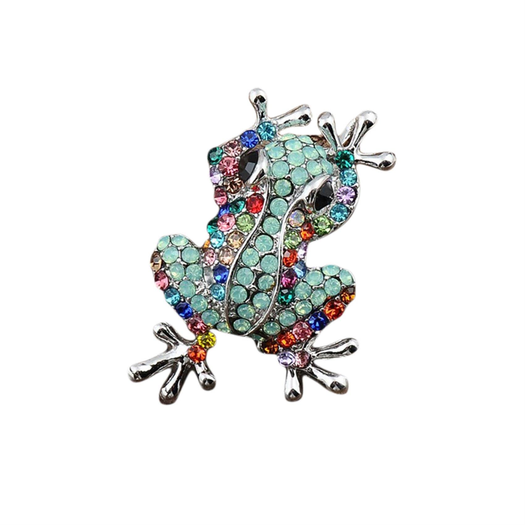 GenericGuoshang Women Crystal Cute Frog Brooch Pin Rhinestone Lapel Pin for Coats Jackets Sweaters Accessories