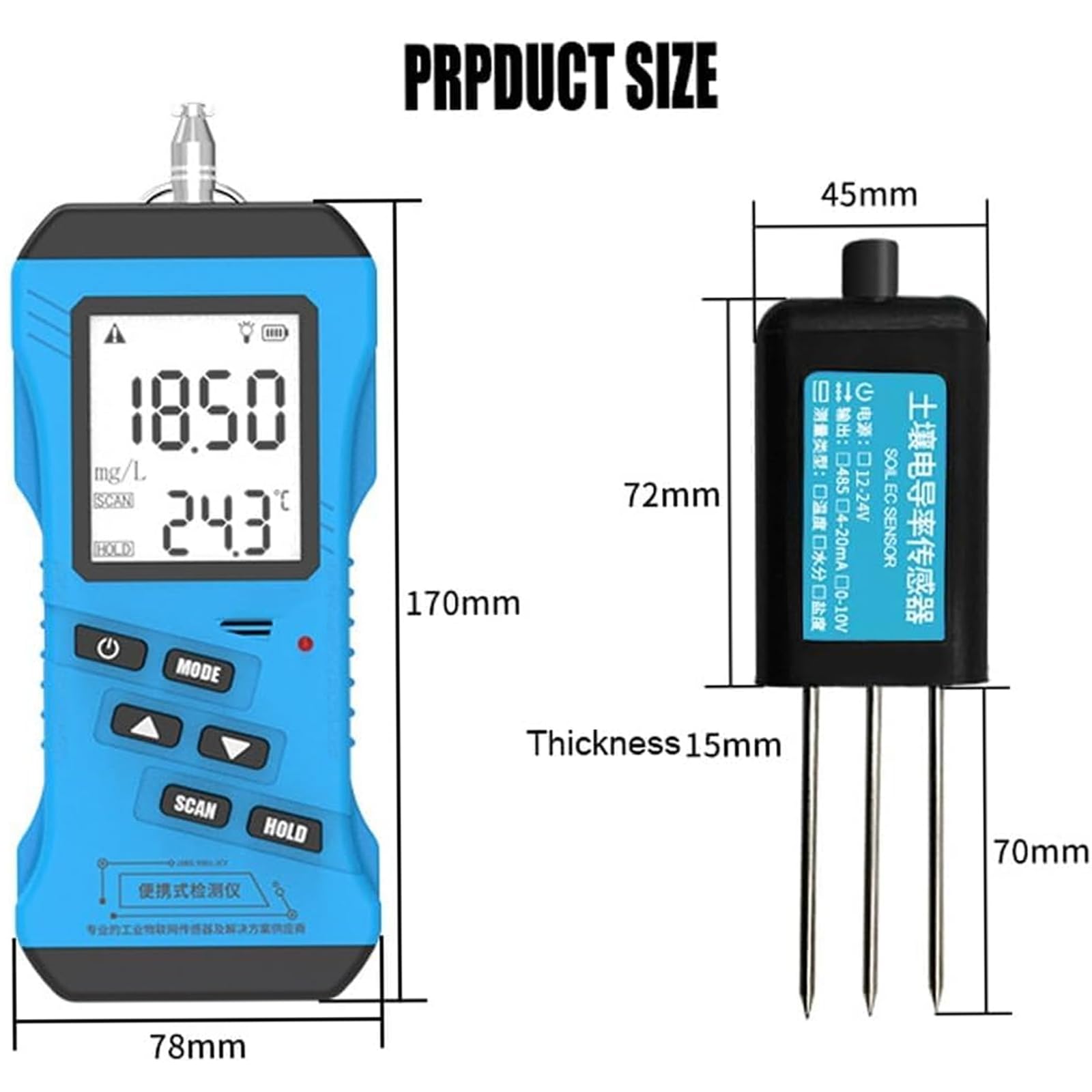 Testeur de Sol Numérique 7-en-1 avec Mesure d’Humidité, pH, NPK, CE et Température, Écran LCD pour Jardinage, Pelouse, Ferme, Serre et Plantes d’Intérieur/Extérieur