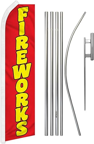 Infinity Republic - Kit de bandera y poste de fuegos artificiales Red Banner Swooper - Perfecto para negocios, ferias, eventos, tiendas, etc