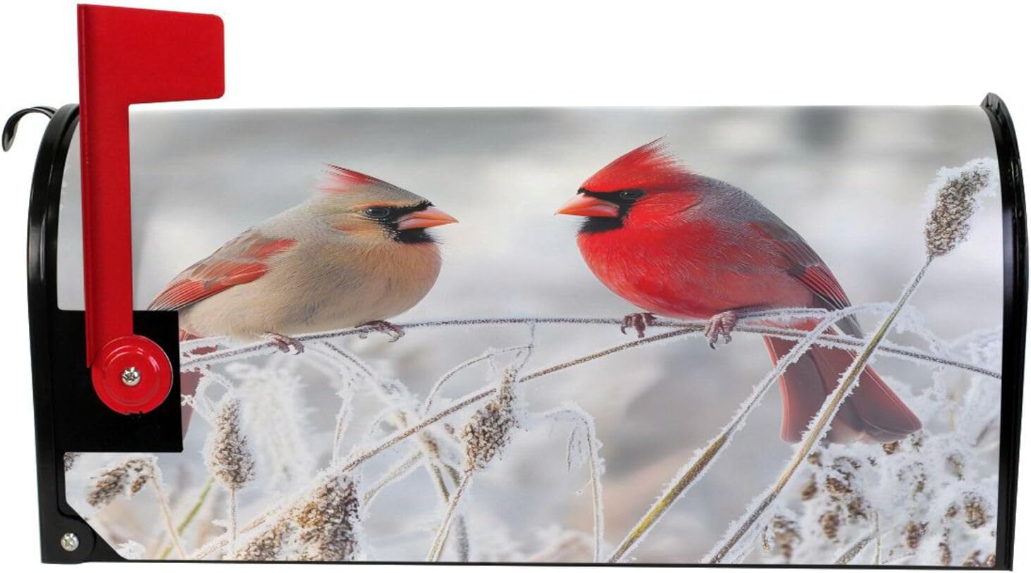 ALAZA Snow Falling Red Birds02 Magnetic Mailbox Cover MailWraps Garden Yard Home Decor for Outside Oversized-25.5" x20.8"