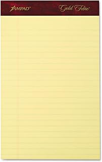 Ampad 20029 Gold Fibre Writing Pads, Jr. Legal Rule, 5 x 8, Canary, 50 Sheets (Pack of 4)
