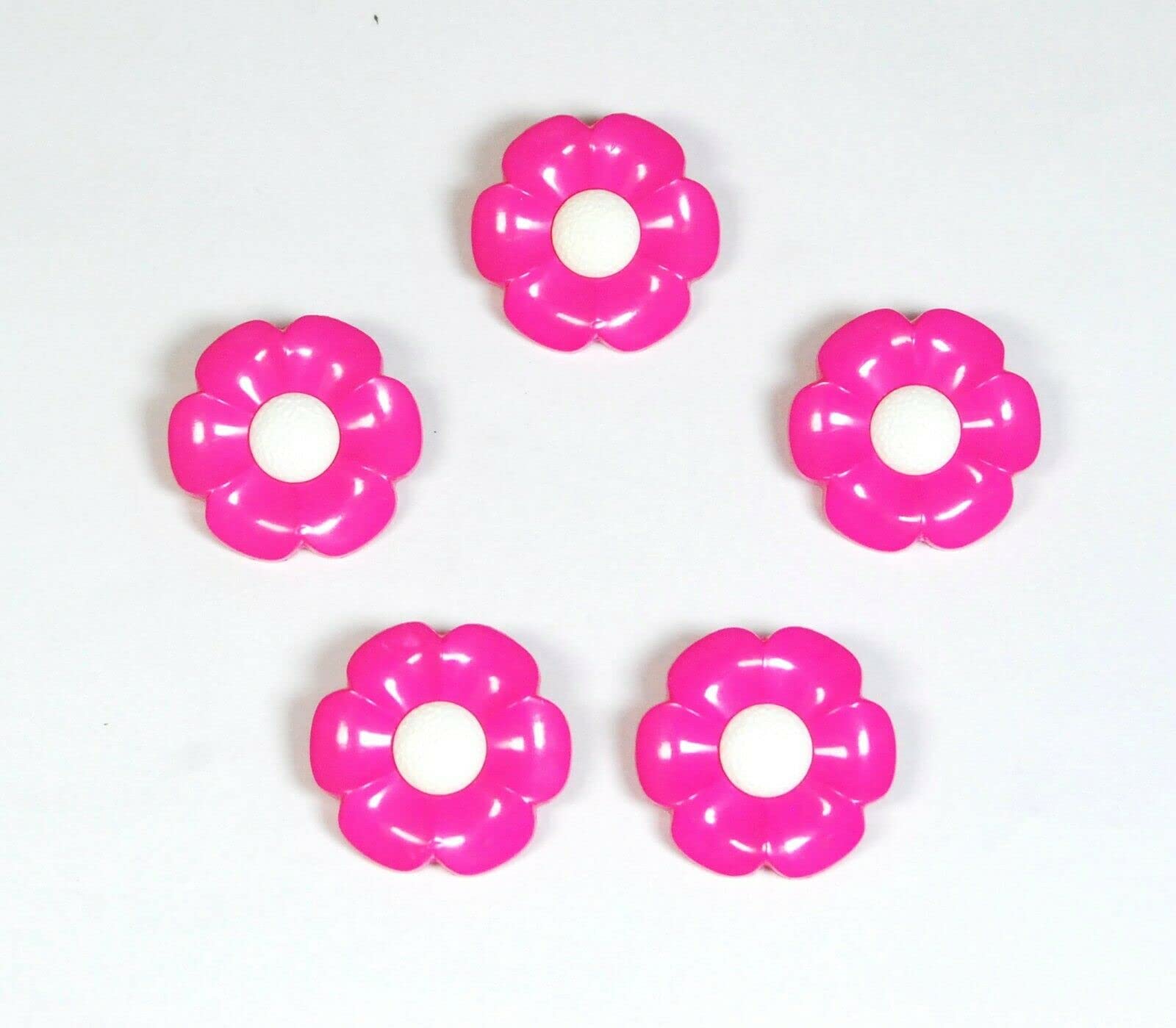 celloexpress Large Clown Flower Buttons - 39mm - Fancy Dress Sewing Daisy (Fuchsia Pink with White Centre, Pack of 10)