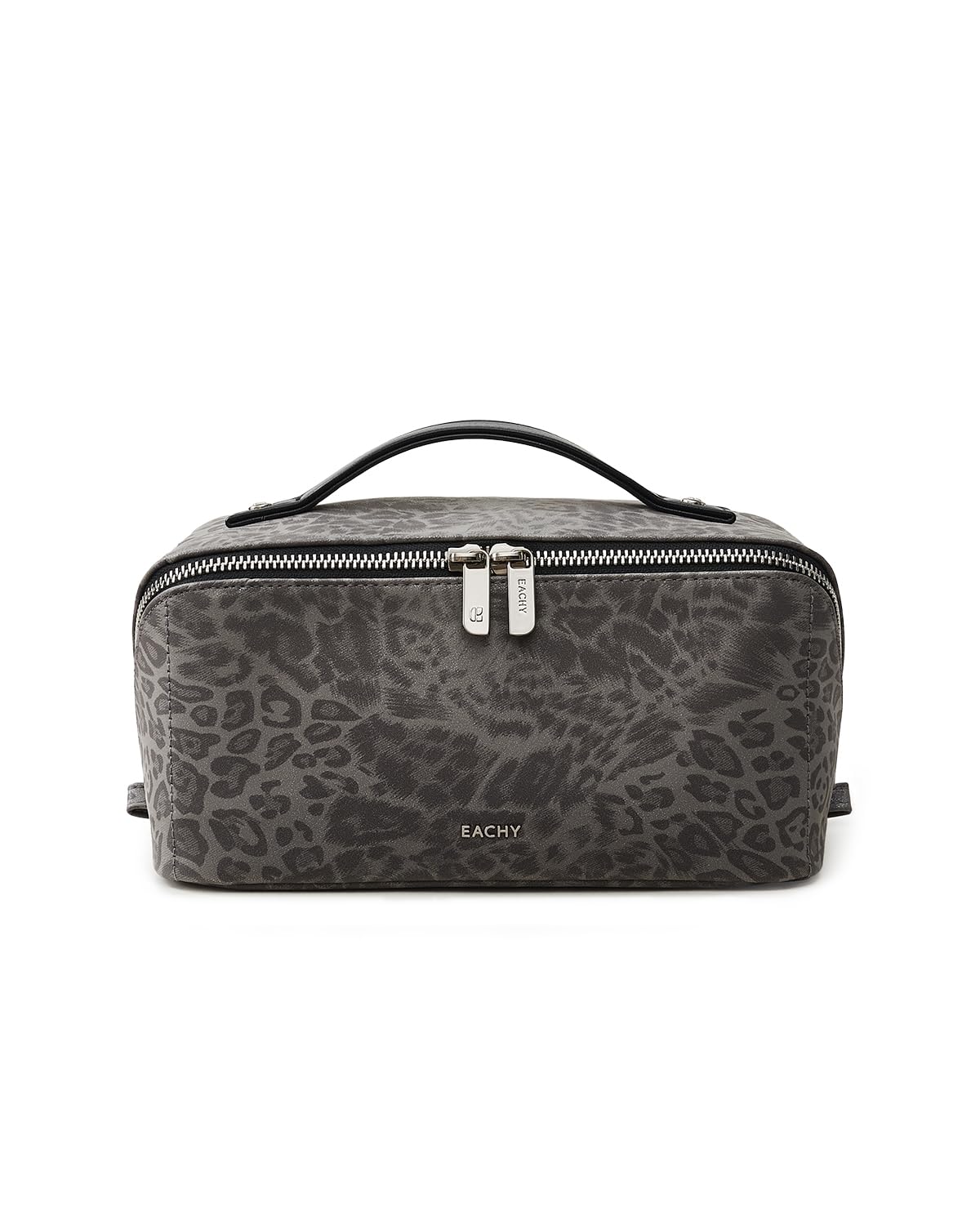 EACHY Travel Makeup Bag for Women, Flat Open Leopard Print Cosmetic Bag
