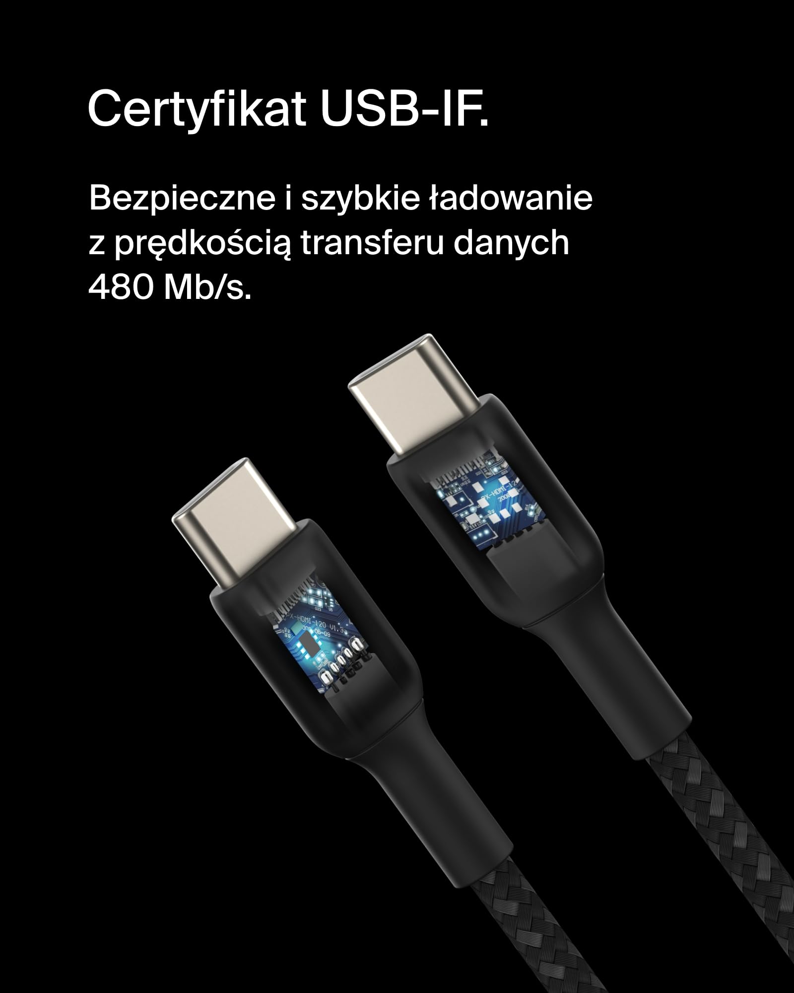 Belkin Kabel USB-C do USB-C w oplocie do szybkiego ładowania urządzeń iPhone 15, Samsung Galaxy S24, S23, Note, Pixel, iPad Pro, iPad Mini, Nintendo Switch, kabel USB typu C, 1 m – czarny