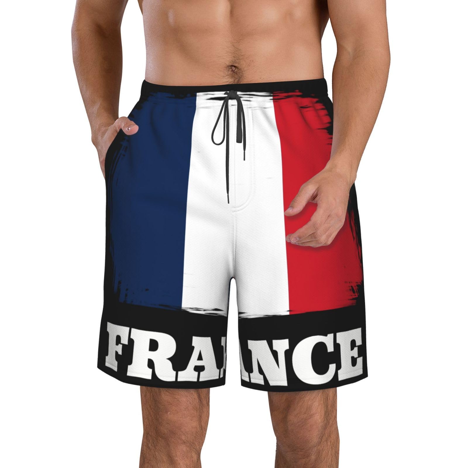 Bandiera Francese di novità Uomo Calzoncini Asciugatura Rapida Bermuda da Bagno con Tasche Costume Piscina