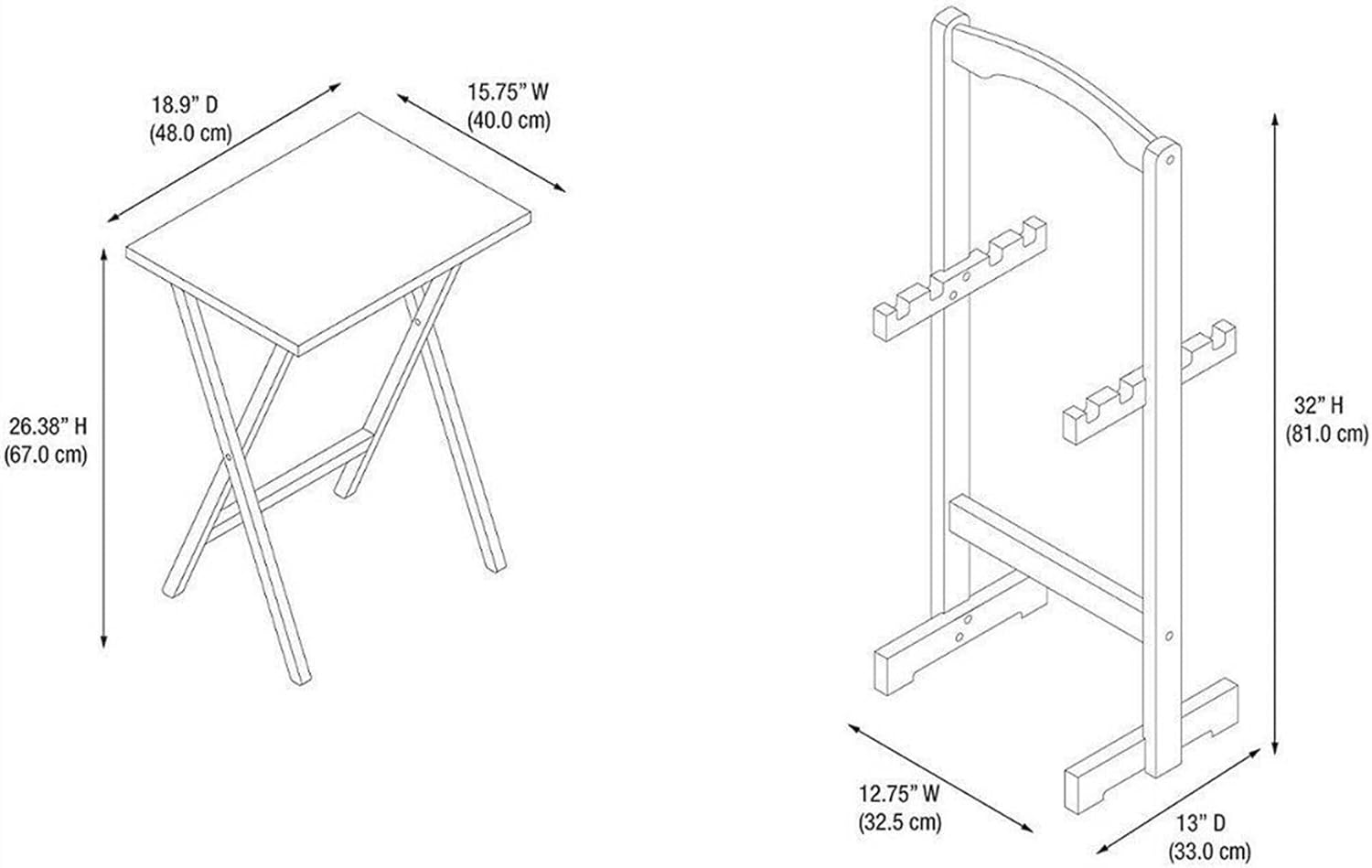 Buy ADHW Living Room Table Set TV Tray Set 4 Folding Wood Dinner Snack Trays Table Stand Living
