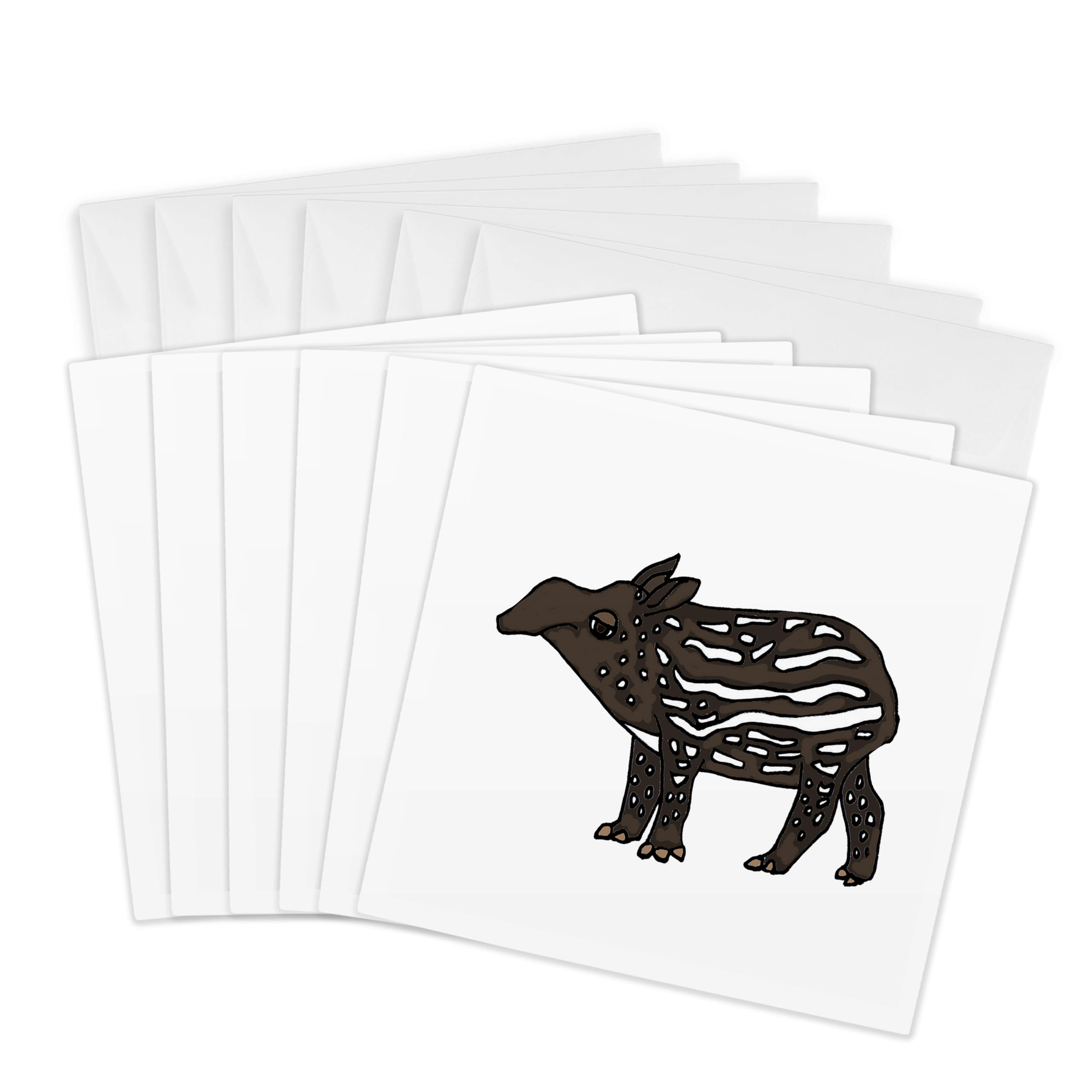 3dRose gc_200083_1 6 x 6-Inch "Cute Black and White Tapir" Greeting Card
