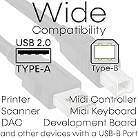 Vista 7 de Cmple - Cable de impresora USB 2.0 A macho a B macho Cable USB para impresoras, escáneres y cámaras de discos duros externos - 3 pies, color negro
