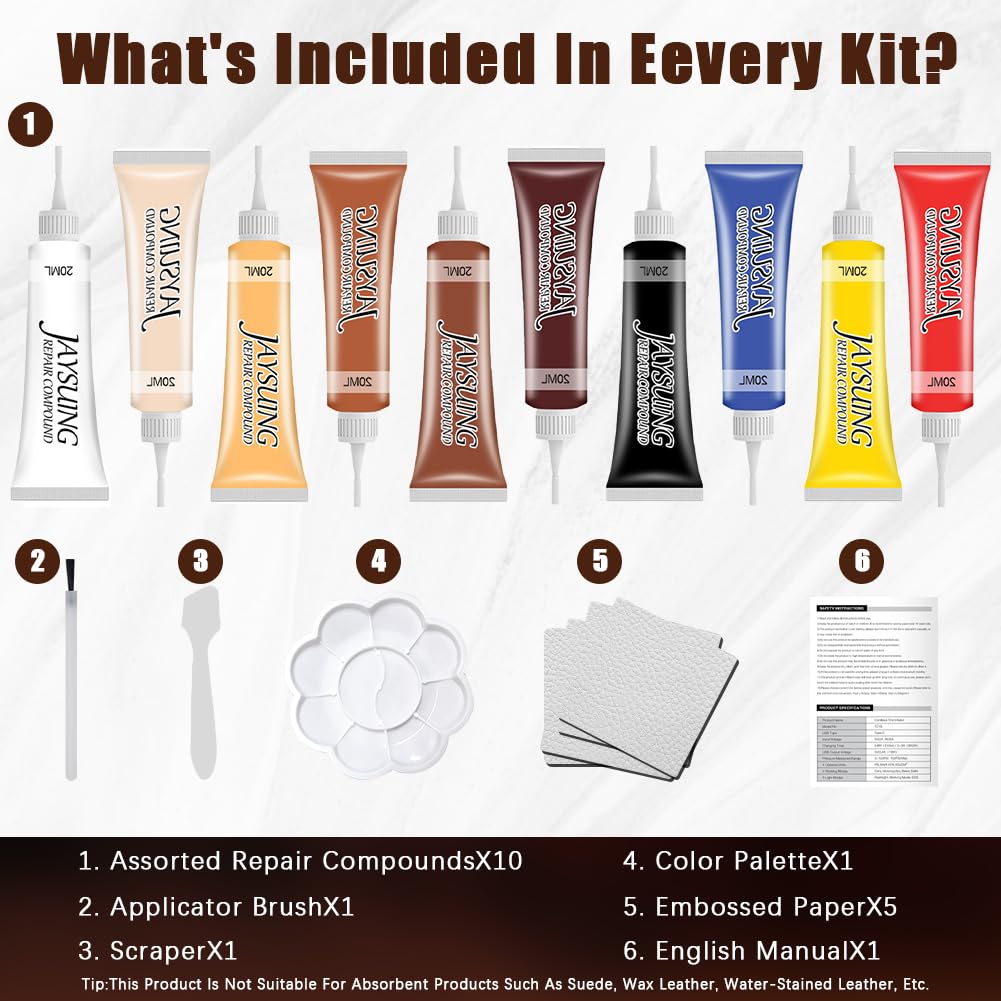 Kit di riparazione per pelle, gel color crema, kit di riparazione in vinile per mobili, divani, giacche, sedili auto e borse, ripristina finta pelle con istruzioni facili (lingua italiana non