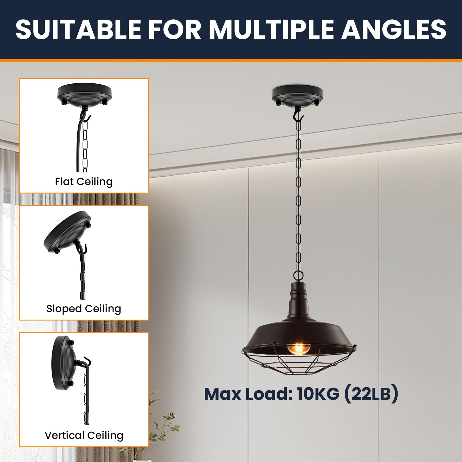 6 Feet Industrial Black Light Fixture Chain Kit with Ceiling Hook — Amazon image 5