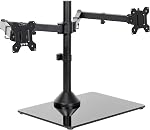 VIVO Dual Monitor Adjustable Mount with Glass Base for 2 Ultrawides up to 38"