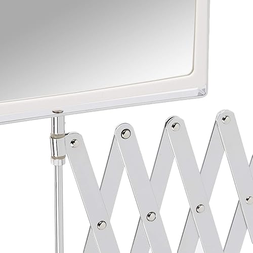Miniatura 6 de Jerdon Espejo giratorio de dos caras de 83 x 65 pulgadas espejo de tocador con aumento de 5 veces y extensión de pared de 30 pulgadas base blanca