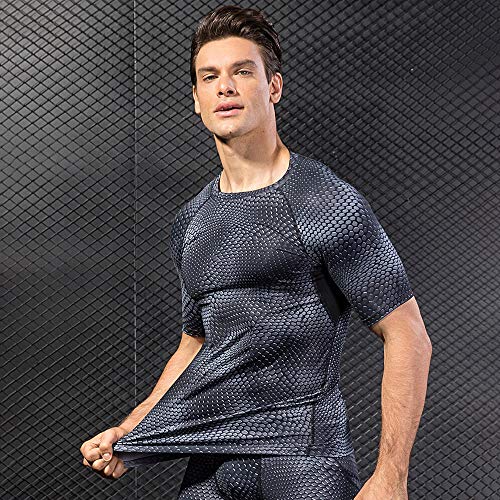 Ajcoflt Homens Esportes T-Shirt 3D Impressão O Pescoço de Manga Curta Quick Dry Strechy Bodycon Em E