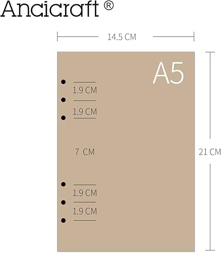 Miniatura 2 de Recambios de Ancicraft insertos de papel 6agujeros para hojas sueltas Binder diario cuaderno, Blank craft paper