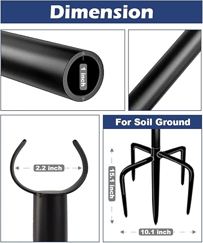 Miniatura 4 de Eazielife Postes de luz de cadena de 10 pies para exteriores, poste de metal resistente para iluminación de jardín, césped, patio, vacaciones, boda,