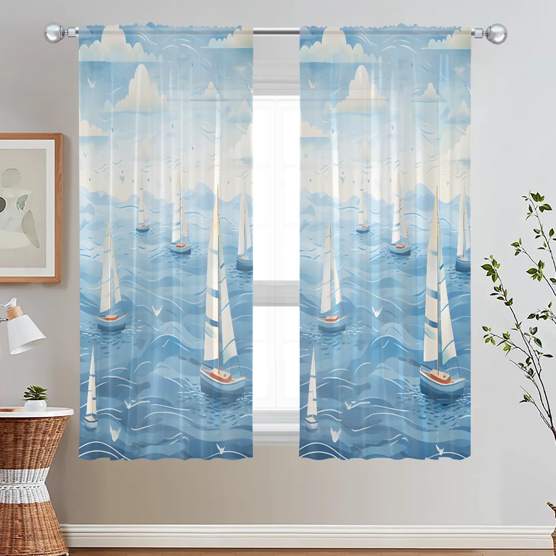 Voilier rideaux transparents de 160 cm pour créer un salon lumineux et apaisant au quotidien