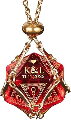 Custom Anniversary D20 Dice Personalized D&D Gift, Dungeons and Dragons Dice Necklace, Sharp Edge DND Dice, DND Number for Role Playing Game Dungeons and Dragons, Valentine Gifts For Couples