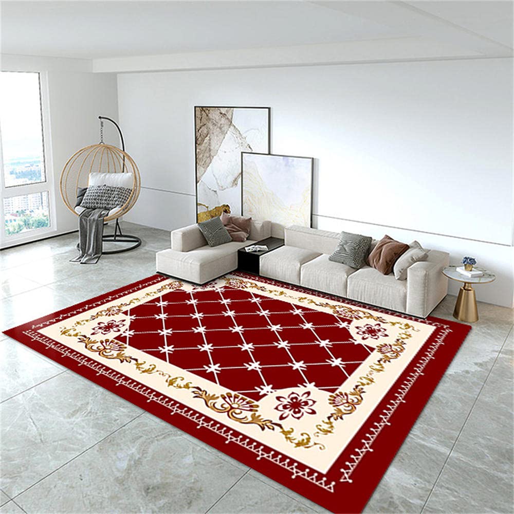Tapis extérieur gazon tapis design rouge imprimé floral lavable 200x250