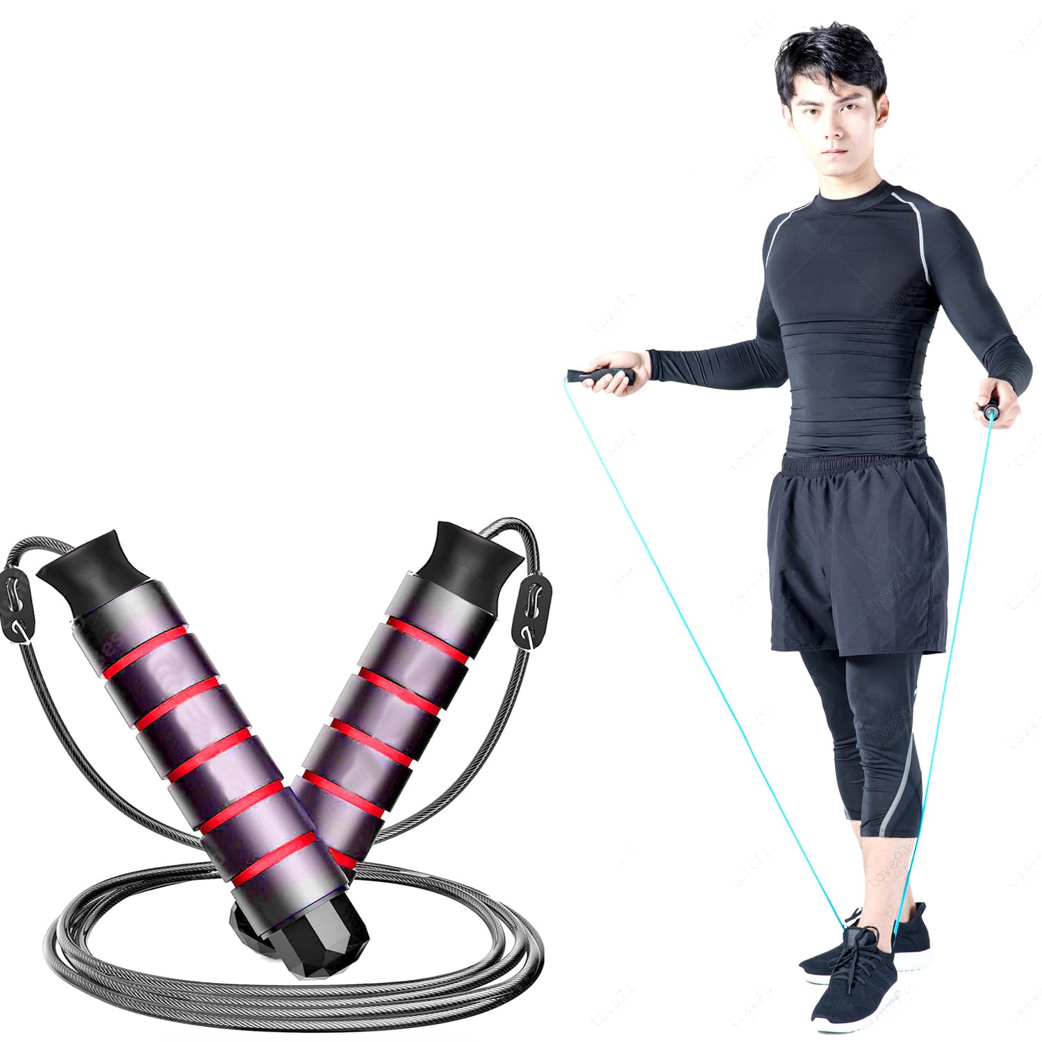 Rope Rapid Speed Jumping Rope, Skipping Rope with Foam Handles for Women Men Kids, Adjustable Jump Rope for Fitness Workout Aerobic Exercise-image-48