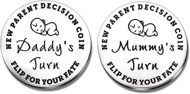New Parent Decision Coin Newborn Baby Gifts,Daddy's Turn Mummy's Turn Flip to Funny Decision Coin,New Mum Gifts New Dad Gifts New Parents Gifts Baby Shower Gifts