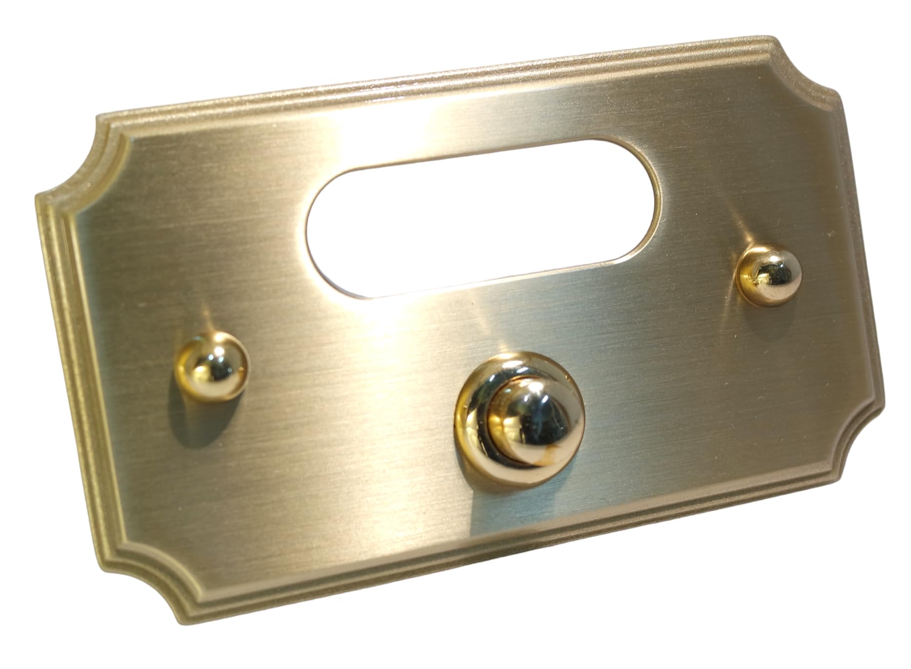 Neroni Mameli Campanello in Ottone Satinato per Esterno abitazione - Porta Ingresso Casa, con Pulsante Elettrico - Modello Tiberio - Made in Italy