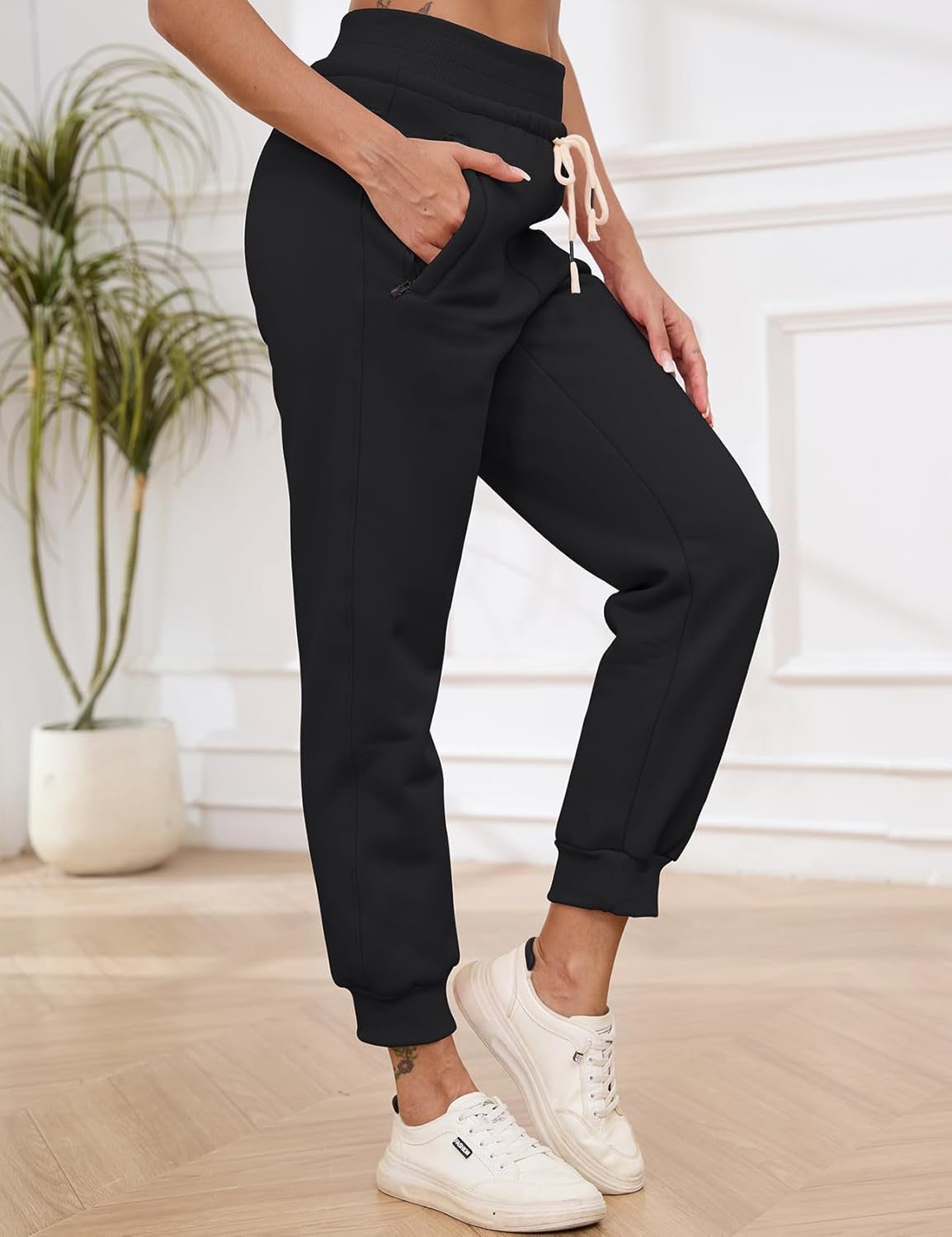 Gihuo Women's Sherpa Lined Sweatpants Winter Casual Jogger Sweat Pants Warm Athletic Thermal Fleece Lining Lounge Pants - Image 3