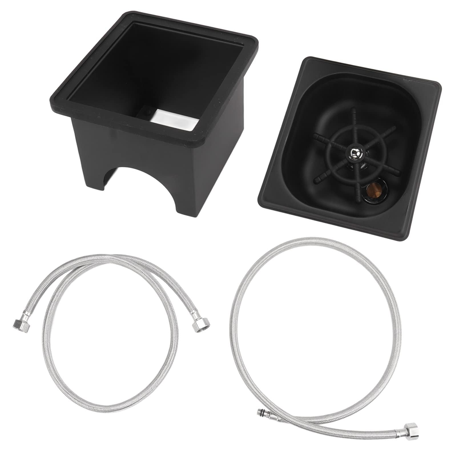 Lavabicchieri Automatico Compatto Nero, Rinser Pitcher in Acciaio Inox per Lavello Cucina, Installazione Rapida, Pulizia Multiangolo, Adatto per Casa, Bar, Caffetteria, Ristorante e Locali