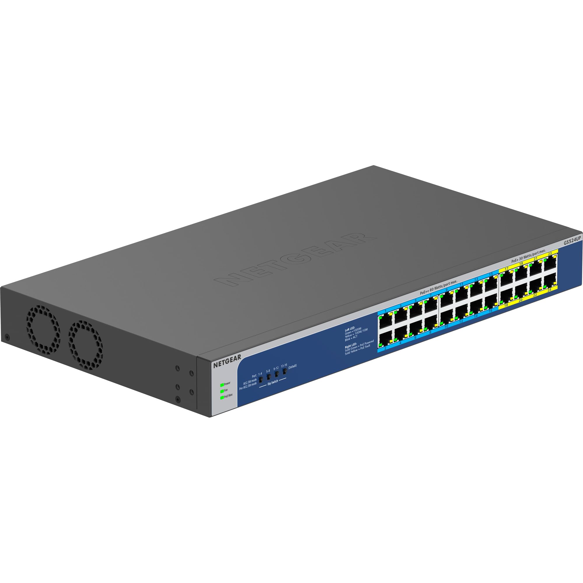NETGEAR NETGEAR GS524UP - Switch - unmanaged - 8 x 10/100/1000 (PoE+) + 16 x 10/100/1000 (PoE++) - desktop, rack-mountable - PoE++ (480