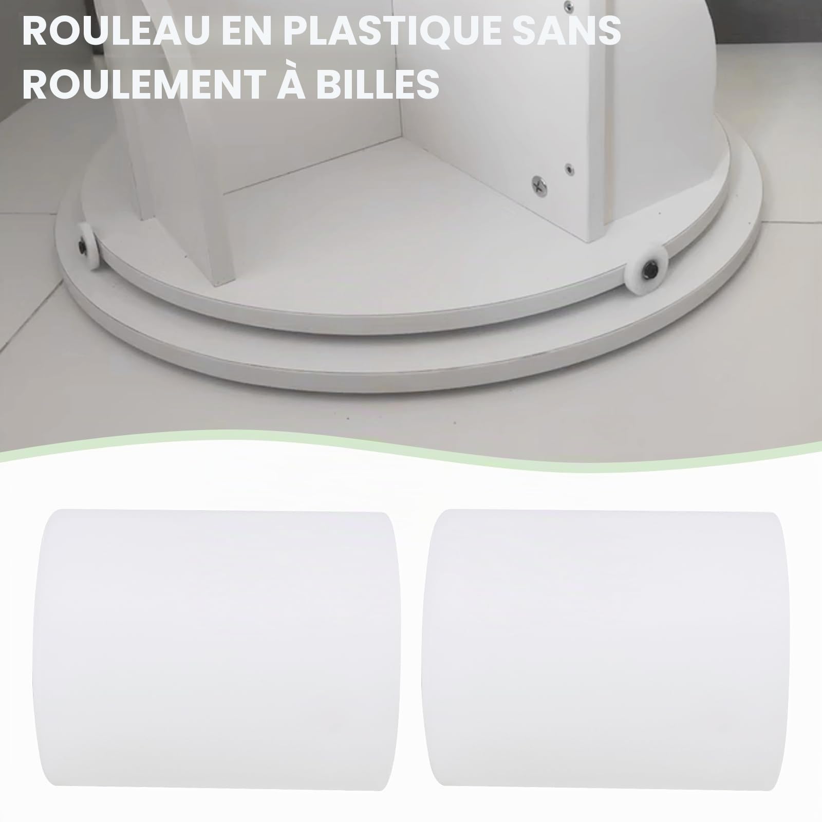 Lot de 2 roulements à rouleaux en plastique sans roulement à billes - 40 x 50 mm - Ouverture de 10 mm - Applicable aux rouleaux de guidage pour la fabrication de meubles