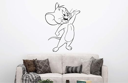 VVWV Mouse Cartoon Wall Stickers for Home Living Kids Bed Room Hall Kitchen Wall Decor Stickers PVC Vinyl Decals L X H 40 X 65 CMS