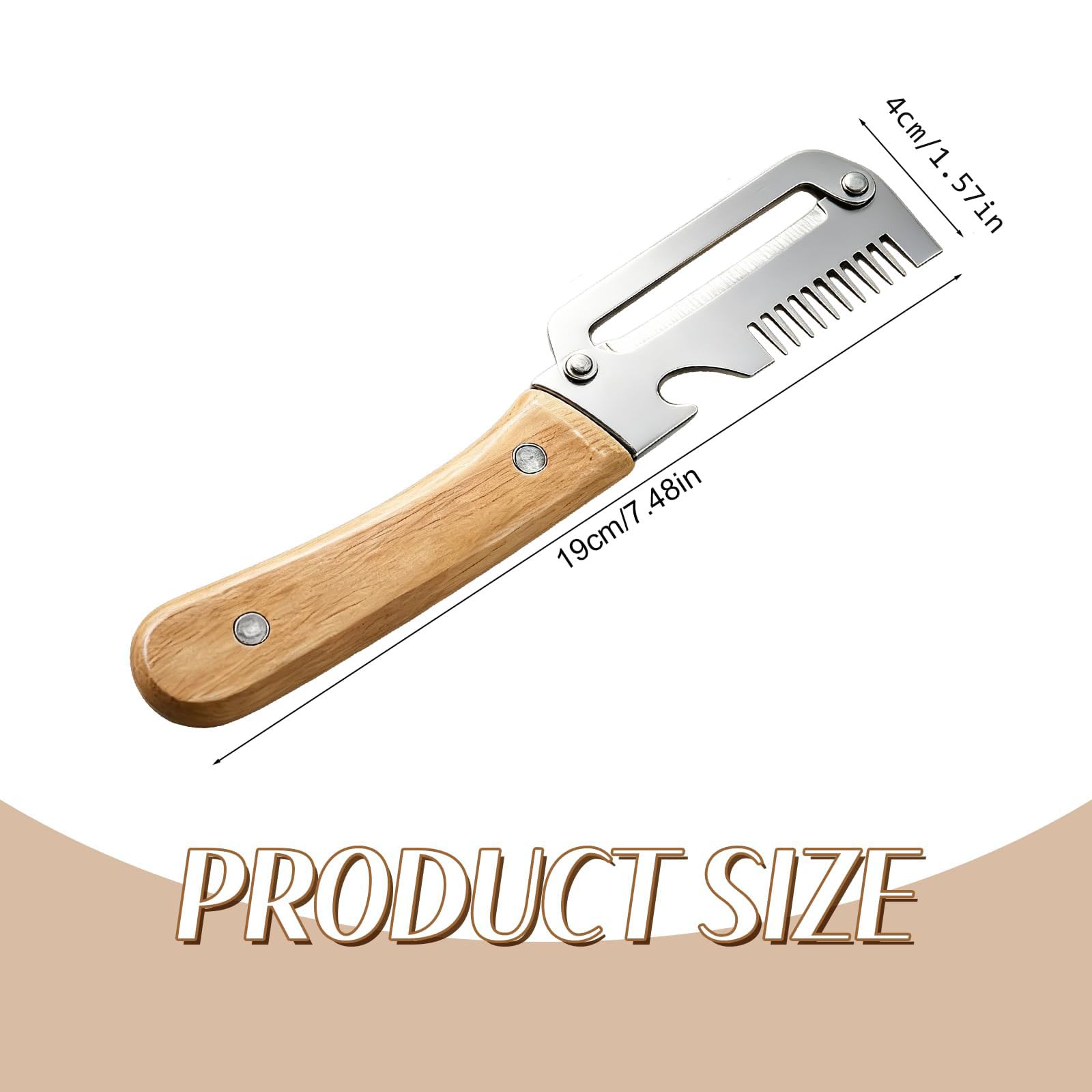 3-in-1 Multifunctional Vegetable Peeler, Upgrade Zero Snag Wooden Kitchen Tool, Stainless Steel Peeler with Wooden Handle for Shredding, Opening Bottles, Vegetables, and Fruits (2 pcs) — view 7