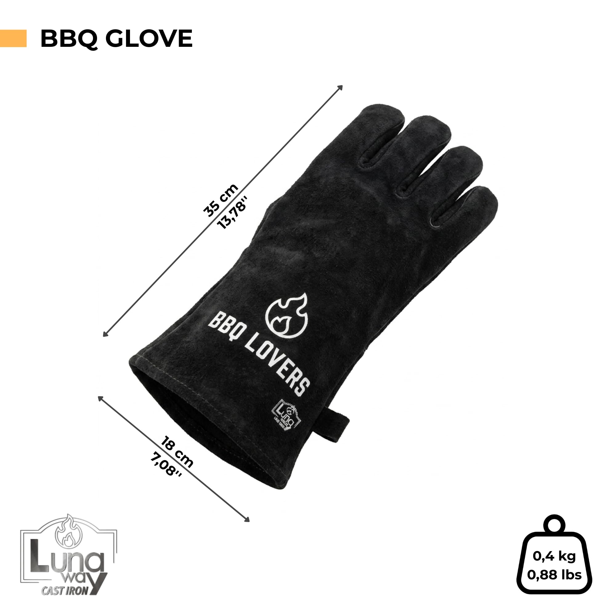 Guantes profesionales BBQ Lovers de piel de ante negra, resistentes al calor EN 407, guantes largos para horno y parrilla para protección del antebrazo, accesorios para barbacoa para hombre