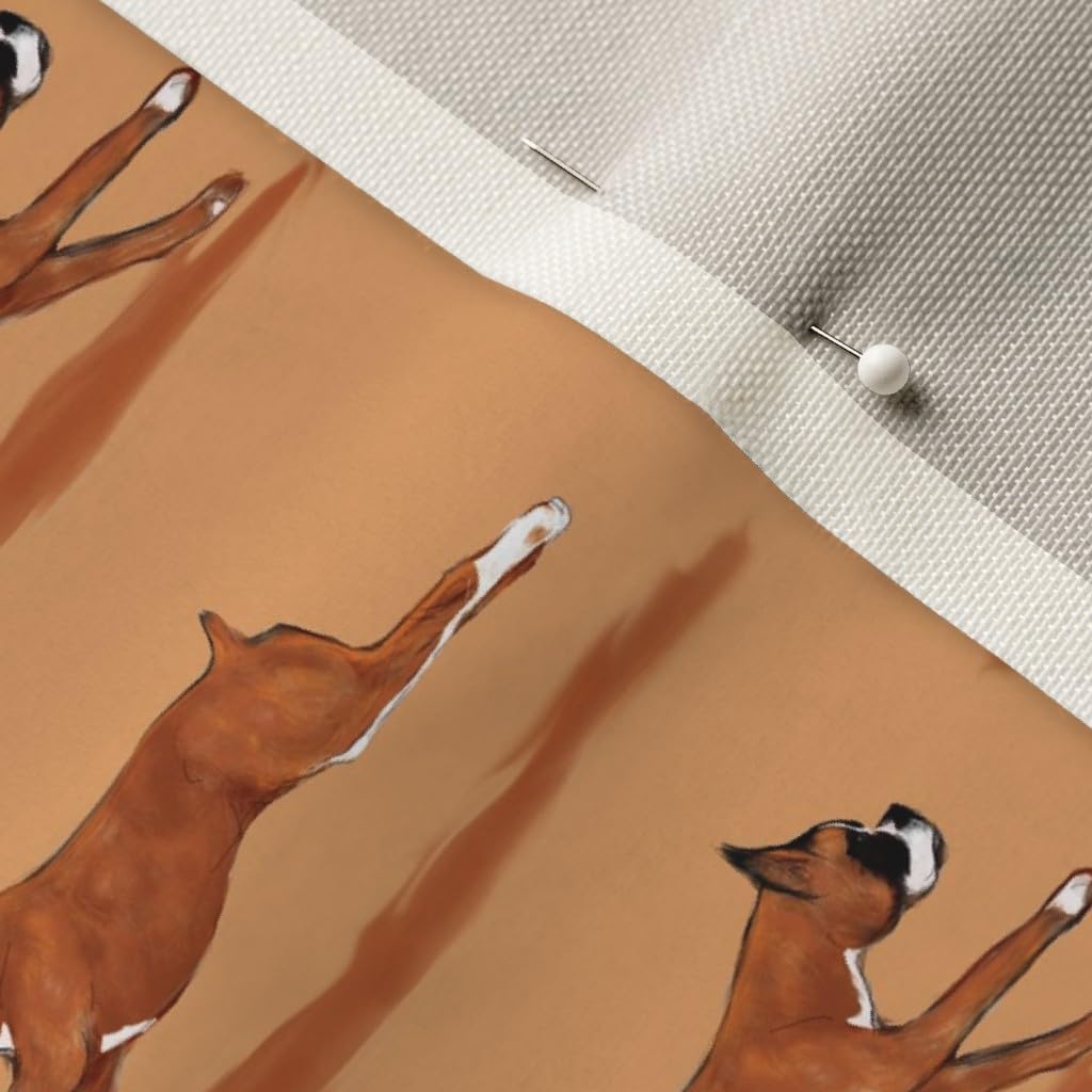 Spoonflower Fabric - Running Boxer Dog Brown Tan Pet Nursery Decor Printed on Upholstery Velvet Fabric Fat Quarter - Upholstery Home Decor Bottomweight Apparel