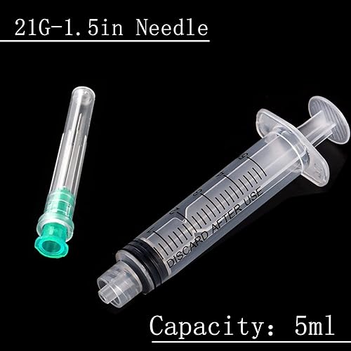 Miniatura 3 de Paquete de 50 jeringas dispensadoras de plástico de 0.2 fl oz (0.2 fl oz) 21Ga, consumibles de laboratorio industrial y científico para rellenar,